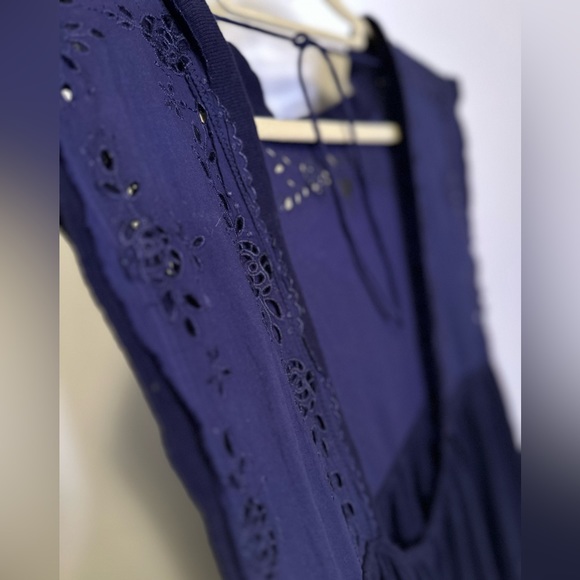 Free People Bella Babydoll Tank Top Navy Blue Tie back Woman Large New XS - Picture 4 of 11